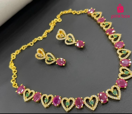 Zircon Necklace with Heart 💖💕Design