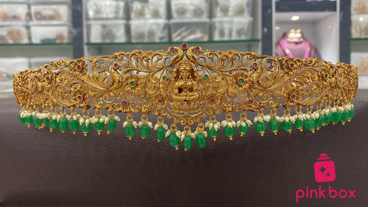 Nakshi Waist Belt with Lakshmi Idol and Peacock Design