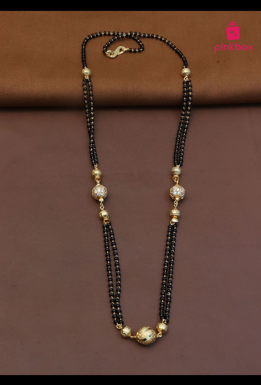 Double Line Black Beads with Designer Balls