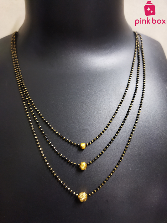 Three Line Black Diamond Black Beads Design