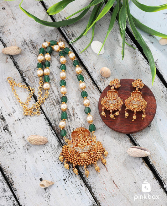Beads Long Chain with Lord Ganesh Idol