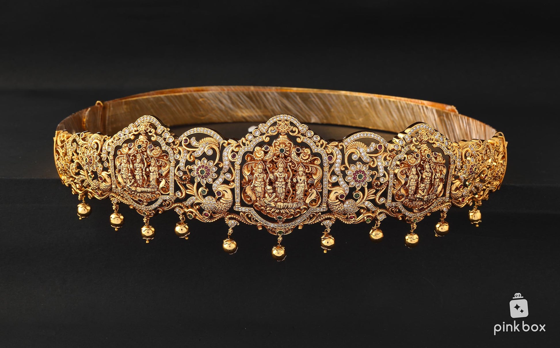 Antique Nakshi vaddanam with rotatable design and gold balls – Pink Box  Jewels