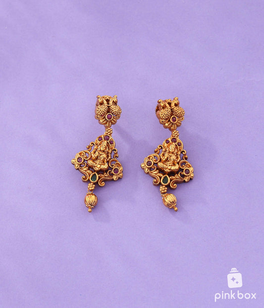 Antique Nakshi Earrings with Lakshmi Devi idol