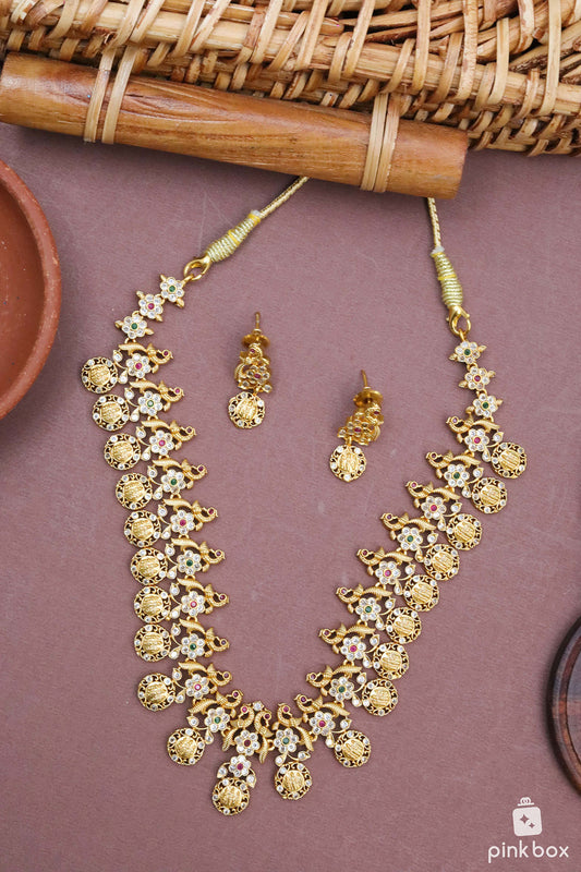 Matte Necklace with stones and Ram Parivar dollars