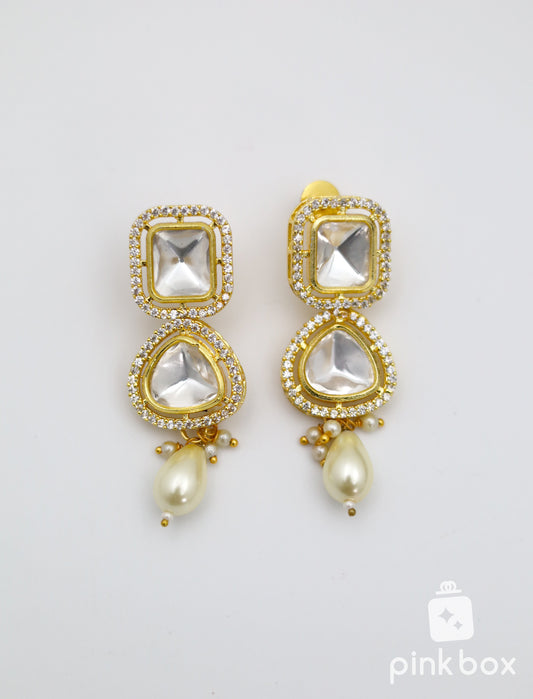 Stone with Pearl Earrings