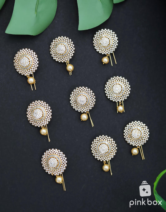 Zircon Hair Brooches with White Stones